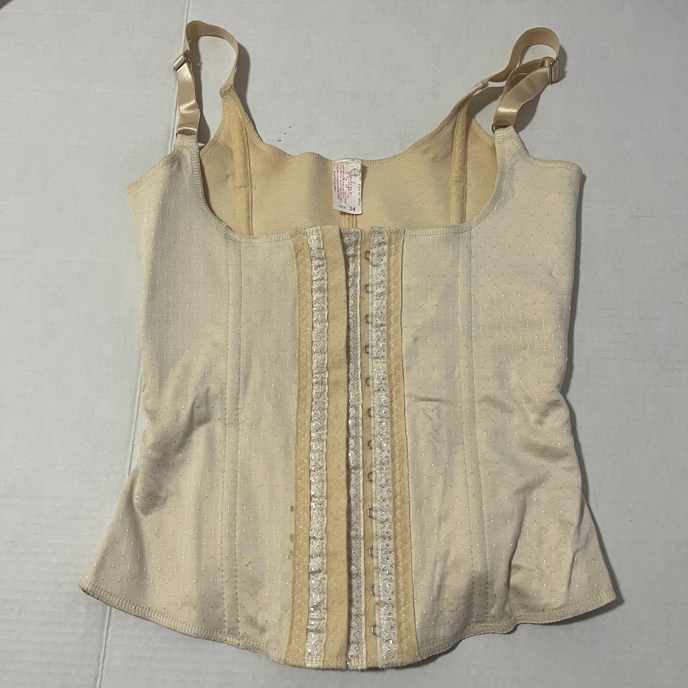 Vintage Ardyss Style 100 Girdle 34 Beige Latex Colombian Waist Trainer Shapewear